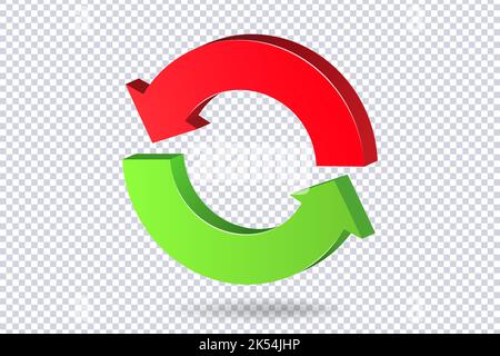 Zwei Pfeile kreisen um die rot-grüne Farbe. Business Infografik Präsentationsdiagramm für Präsentation, Design-Daten Finanzen, Bericht. Abschnitt vergleichen serv Stock Vektor