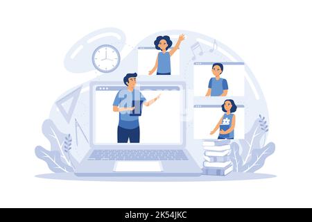 Online-Bildungsplattform für literaturschulische Fachrichtung. Webinar, Kurs und Online-Lektion. Idee von Bildung und Wissen. Studiere alten Schriftsteller und Modus Stock Vektor