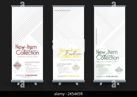 Mode Rollup Banner Layout-Design für die Förderung einfache moderne Dreieck Akzent Stock Vektor