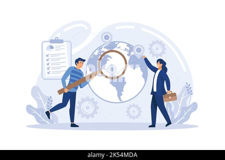 Business-Scaling-Konzept. Expansion des Franchise-Geschäfts. Flache Vektordarstellung Stock Vektor