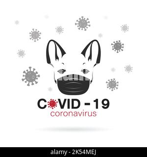 Bulldog trägt eine Maske zum Schutz vor dem Covid-19-Virus. Atemmaske auf Hundegesicht flaches Vektor-Symbol für Apps und Websites. Stock Vektor