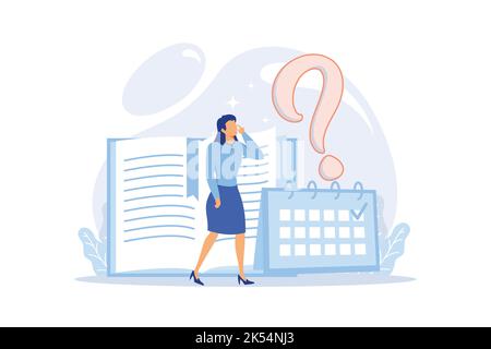 Konzept Illustration von Menschen häufig gestellte Fragen rund um Fragezeichen, Antwort auf Frage Metapher Stock Vektor