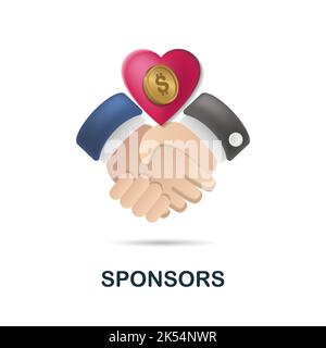 Sponsoren-Symbol. 3D Illustration aus der Sammlung Finanzmanagement. Creative Sponsors 3D Symbol für Webdesign, Vorlagen, Infografiken und mehr Stock Vektor