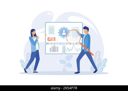 HR-Mitarbeiter-Leistungsbewertung und Arbeitsverbesserungskonzept mit multiethnischen Kollegen. Karriereentwicklung, Verbesserung der Effizienz des Personals. Stock Vektor