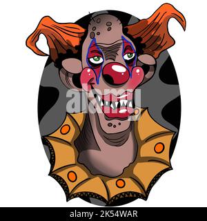 Gruselige gruselige Clown halloween Illustration in dunklem Hintergrund Stock Vektor