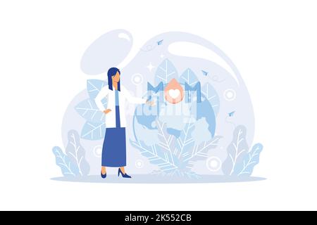 Muttertag Erde Poster mit Planet, Natur und Schönheit Frau. Cute Cartoon Vektor Mädchen mit wilden natürlichen Wald und Globus, Welt Umwelt backgroun Stock Vektor