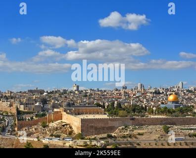 Jerusalem - Panoramablick auf die Skyline vom Ölberg, Israel Stockfoto