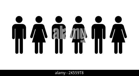 Ausgewählt aus einer Gruppe von Menschen. Gruppe von Menschen Silhouette in Reihe stehend. Symbol für Mann und Frau. Infizierte Person. Vektorgrafik Stock Vektor