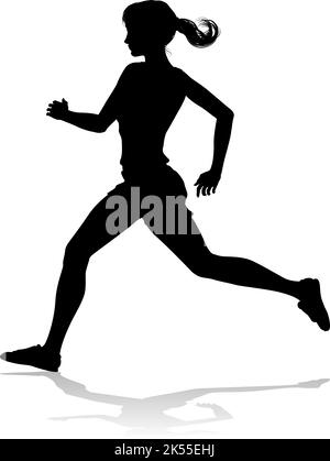 Silhouette Runner Frau Sprinter oder Jogger Person Stock Vektor