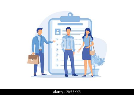 Kandidatenliste, Talentgewinnung, Personalwesen, Mitarbeiter finden, Bewerber, User Interface Design, Menü-Element, Website flaches Design modern ill Stock Vektor