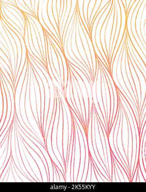 Orange Gelb Rosa Blumenmuster Hintergrunddarstellung. Farbverlauf für Textur-Grunge. Handgezeichnete digitale Grafik-Ressource. Abstrakter Linienstreifen Stockfoto