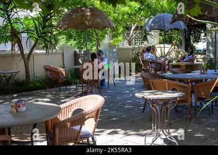 Hout Bay Manor Hotel Patio für Lunch, Tee und Scones, in Kapstadt - Südafrika Stockfoto