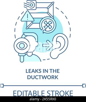 Symbol für Leckstellen in einem türkisfarbenen Kanalsystem Stock Vektor