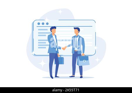 Zielseite für Kunden, Unternehmenswebsite, Geschäftsseite, Hauptkunden für Projekte, Menüleiste, Navigationsdesign, UI, Web-Element flaches Design Moderne Illust Stock Vektor