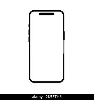 Smartphone mit Schatten auf weißem Hintergrund isoliert Stock Vektor