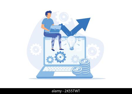 Online-Geschäft Geschäftsmöglichkeit, Online-Startup, E-Commerce-Plattform, Internet-Marketing, Social Media Sales, Werbung, digitale Agentur flat desig Stock Vektor