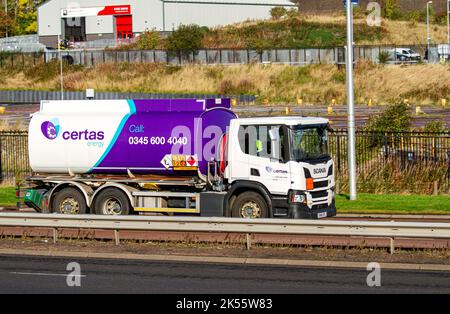 Dundee, Tayside, Schottland, Großbritannien. 6. Oktober 2022. Nachrichten in Schottland: Die Obergrenze für die Energiepreise im Oktober wird bestimmt, wenn die Inflation weiter ansteigt, aber es wird erwartet, dass sie bei einem typischen Eigenheim bei etwa £3.500 liegen wird. Darüber hinaus steigen die Kraftstoffpreise in Schottland, wobei einige Tankstellen Benzin für mehr als £2 pro Liter verkaufen, was das Land zum teuersten im Vereinigten Königreich macht. All dies ist auf den Krieg in der Ukraine und die Gasknappheit in Europa zurückzuführen; es besteht ein erhebliches Risiko, dass es im Winter 2022/23 in Großbritannien zu Gasengpässen kommen wird. Kredit: Dundee Photographics/Alamy Live Nachrichten Stockfoto