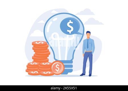 Geistiges Eigentum. Kreative Idee Monetarisierung, Urheberschutz, Erfindung Patent-Registrierung. Profitables Startup, Lizenzgebühren zahlen. Stock Vektor