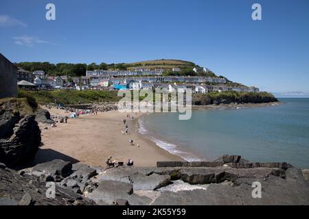 Sandstrand bei Ebbe Dolau Strand New Quay Ceredigion Wales Stockfoto