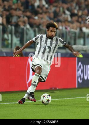 Turin, Italien. 05. Oktober 2022. Weston McKennie (Juventus FC) während Juventus FC vs Maccabi Haifa, UEFA Champions League Fußballspiel in Turin, Italien, Oktober 05 2022 Quelle: Independent Photo Agency/Alamy Live News Stockfoto