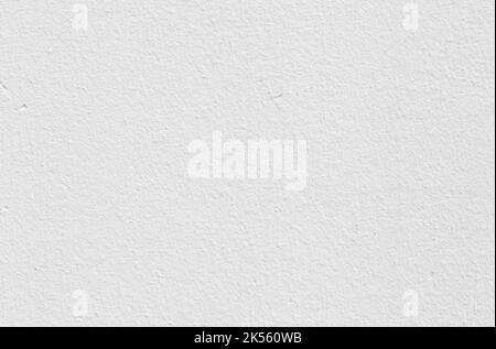 Nahaufnahme einer sauberen, verputzten Wand in Weiß. Abstrakter, hochauflösender, strukturierter Hintergrund im Vollformat. Stockfoto