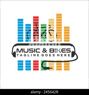 Music & Bikes Logo exklusive Designinspiration Stock Vektor