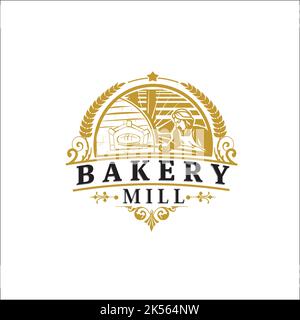 Bäckerei Mühle / exklusive Logo Designs Inspiration Stock Vektor