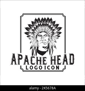 apache Head Icon Logo exklusive Designinspiration Stock Vektor