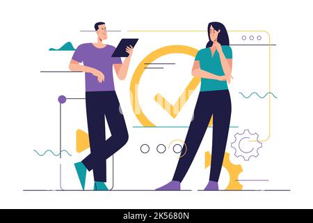 Business Concept Flat Style Outline Vektordarstellung zum Thema Webdesign, Softwareentwicklung, Kommunikation Stock Vektor