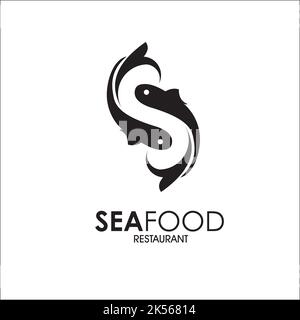 S Initial Seafood Fish Logo exklusive Designinspiration Stock Vektor