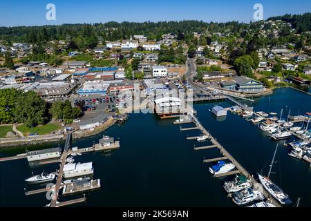 Luftaufnahme von Poulsbo, Kitsap County, Washington, USA Stockfoto