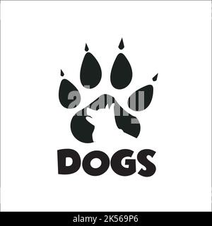 HUNDE Fußabdrücke exklusives Logo Design Inspiration Stock Vektor