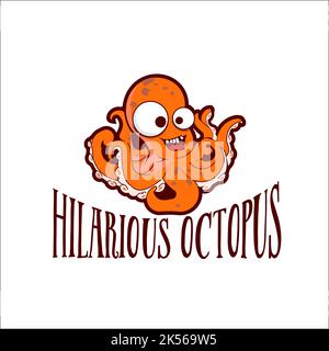 Witziges Oktopus-Logo, exklusive Designinspiration Stock Vektor