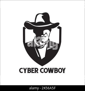 Cyber Cowboy / exklusives Logo Design Inspiration Stock Vektor