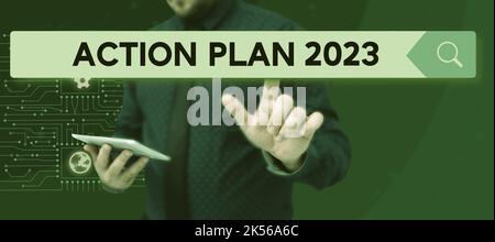 Konzeptunterschrift Aktionsplan 2023, Liste „Business Approach to Do“ enthält eine Reihe von Maßnahmen, die im nächsten Jahr durchgeführt werden sollen Stockfoto