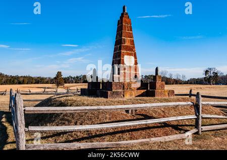 Bull Run Monument auf Henry Hill, Manassas National Battlefield, Virginia USA, Virginia Stockfoto