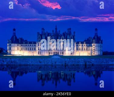 CHATEAU CHAMBORD CLOSSON FLUSSGRABEN LOIR ET CHER FRANKREICH Stockfoto