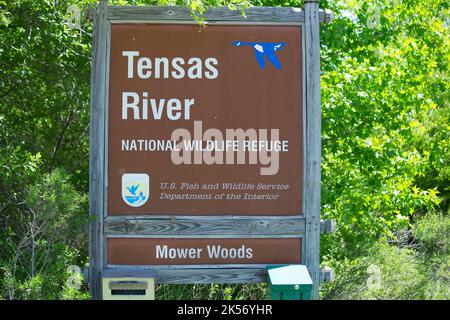 MOWER WOODS AREA OF THE TENSAS RIVER NATIONAL WILDLIFE REFUGIUM, LOUISIANA/USA – APRIL 27 2018: U.S. Fish and Wildlife Service Department of Interior Te Stockfoto