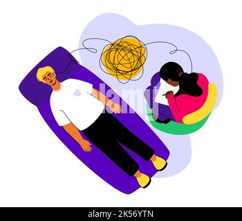 Sitzung mit Psychologe - bunte flache Design-Stil Illustration Stock Vektor