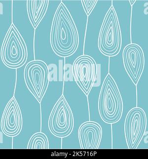 Nahtloses, abstraktes Muster in Blau. Modischer Outline-Druck. Stock Vektor