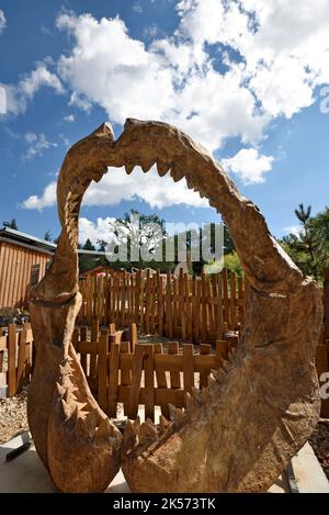 Frankreich, Doubs, Charbonnieres les Sapins, Dino Zoo, prähistorischer Park, Megalofon, JAW, Megalodon River Attraction Stockfoto