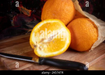 Alterstrotzend, digitales Zeitalter, Premium-Qualität, auffällig, herausragend, Hochauflösendes Lochbild der Stillzeit von saftig-orangen Lebensmitteln. Lenless-Fotografie Stockfoto