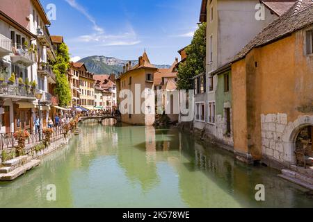 Frankreich, Haute-Savoie (74), Annecy, die Altstadt und der Fluss Thiou Stockfoto