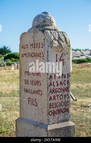 Frankreich, Morbihan, Saint-Pierre-Quiberon, der Weiler Portivy, das heilige Land Guernic, das amerikanischen Müttern für das Opfer ihrer tapferen Söhne gewidmet ist, entlang des Küstenwanderwegs oder des Fernwanderwegs GR 34 Stockfoto