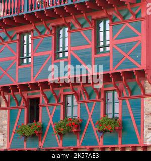 Frankreich, Finistère (29), Concarneau, maison à colombages dans la Ville Close, cité fortifiée des XVe et XVIe siècles remaniée par Vauban au XVIie siècle Stockfoto