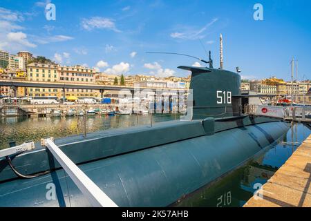 Italien, Ligurien, Genua, Porto Antico (Alter Hafen), Galata Museo del Mare (MUMA), Meeresmuseum vom Architekten Renzo Piano entworfen, U-Boot Nazario Sauro S518 Stockfoto