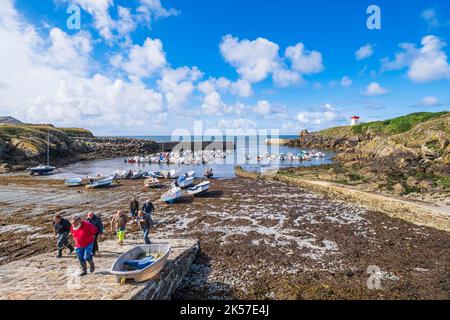 Frankreich, Finistere, Plouhinec, Bucht von Pors Poulhan, markiert die Wasserscheide zwischen Cap Sizun und Pays Bigouden Stockfoto