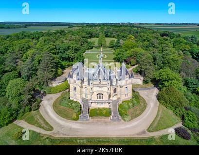 Frankreich, Val-d'Oise, Vexin français natürlicher Regionalpark, uns, das Schloss von Dampont (Luftaufnahme) Stockfoto