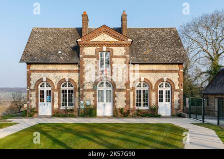 Frankreich, seine-Maritime (76), Bardouville, Rathaus, mit Blick auf das seine-Tal und am Radweg La seine à Vélo gelegen Stockfoto