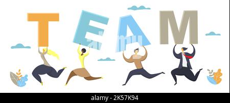 Team flat Vektor Geschäftsleute und Teamarbeit Stock Vektor